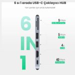 UGREEN USB C Hub 6'sı 1 arada Type C Çevirici Dock Station - Görsel 5